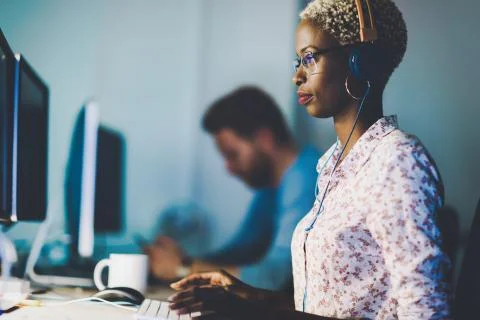 Female software developer working for IT company Foto stock