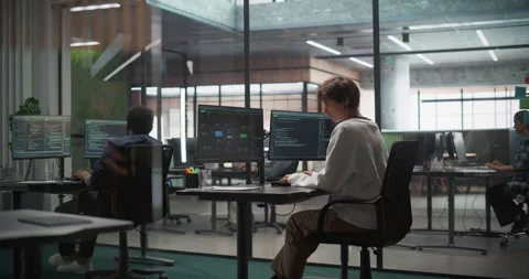 Female Software Developer Working in Office Stock Footage 321011779