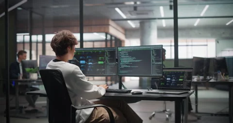 Female Software Developer Working in Office Stock Footage 321012291