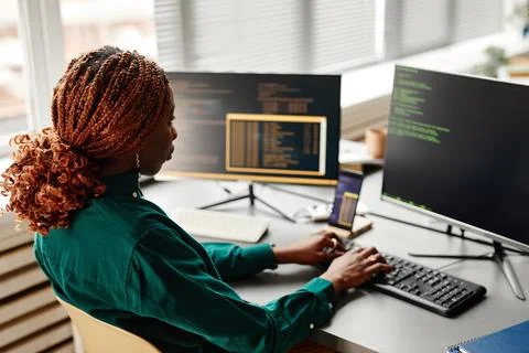Female Software Developer Working Stock Photos