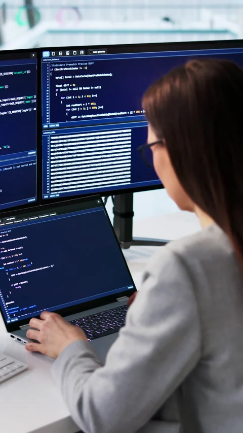 Female Software Engineer Coding Web Applications Stock Footage 331524522