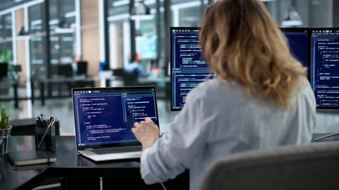 Female Software Engineer Developing Secure Code Stock Footage 330251329