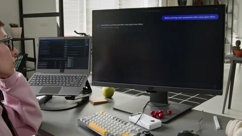 Female Software Engineer Using AI Vibe Coding Assistant to Fulfill Task Stockbeeldmateriaal 335937798