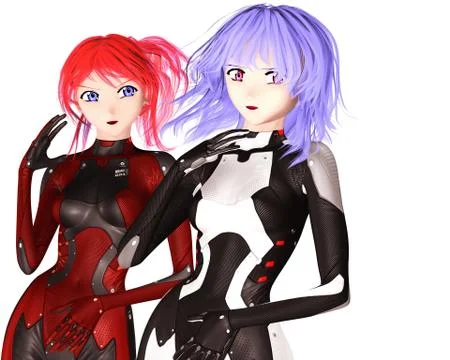 Female Space Pilots Stock Illustration