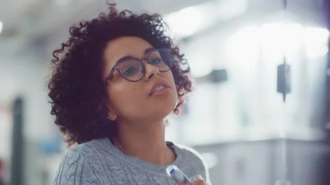 Female Specialist Solving Math Problems Stock Footage 189871753