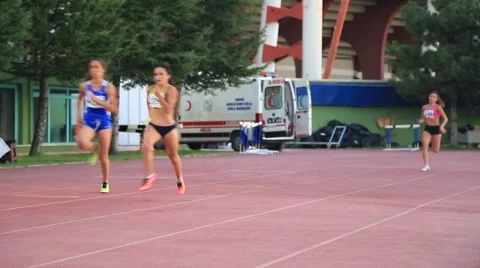 Female Sprinters Stock Footage 54485799
