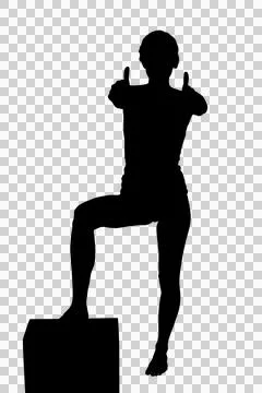 Female standing while showing thumbs up Stock Photos