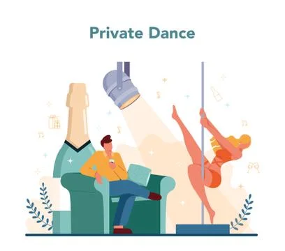 Female stripper concept. Pole dancing girl in club, stripper Stock Illustration