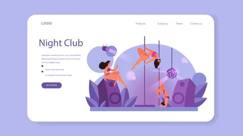 Female stripper concept. Pole dancing woman in club, stripper posing Stock Illustration