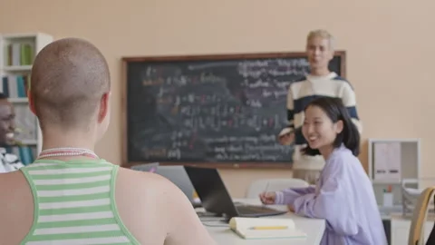 Female Student Asking Question on Programming Class Stock Footage 257065996
