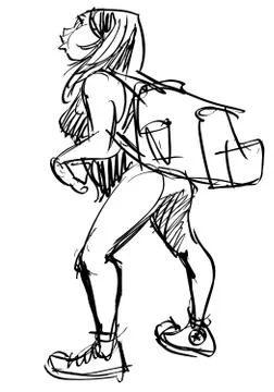 Female  Student  With  Backpack Stock Illustration