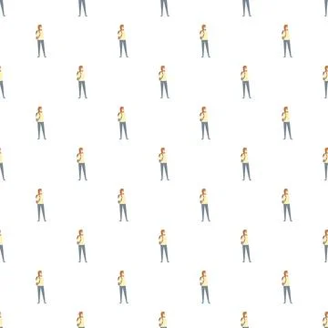 Female student with backpack seamless pattern wallpaper Stock Illustration