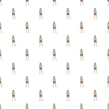 Female student backpacker character seamless pattern イラスト素材