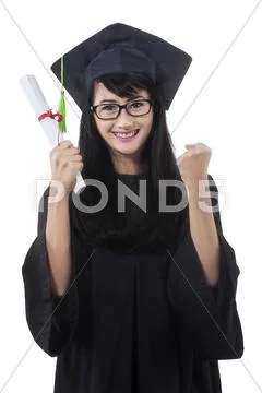 Female student celebrate her graduation Stock Photos