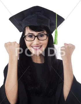 Female student celebrate her graduation Stock Photos