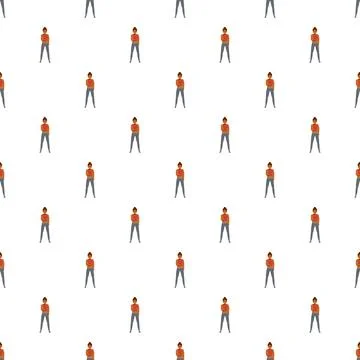 Female student character repeating pattern on white background Stock Illustration