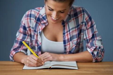 Female student learning at home Stock Photos