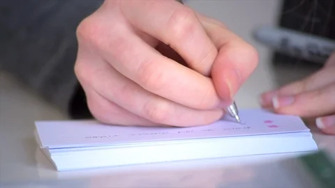 Female Student Making Flash Cards Close Up Stock-Footage 90201990