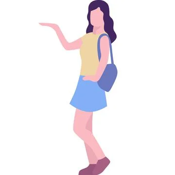 Female student pointing side with hand vector icon Stock Illustration