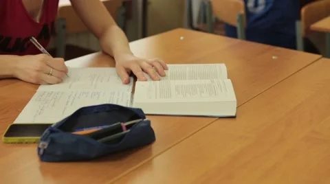 Female student  studying in class, Close-up HD Stock Footage 44766078