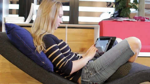 Female Student Using Tab Stock Footage 25278937