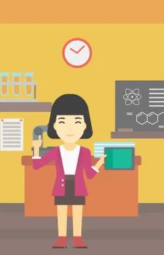 Female student using tablet computer in classroom 스톡 일러스트