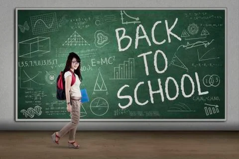 Female student walking to class  Stock Illustration