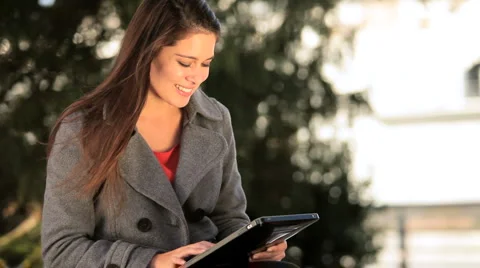 Female Student with Wireless Tablet Stock Footage 978642