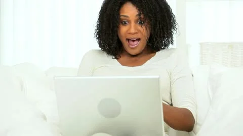Female Success Online Auction Bidding Stock Footage
