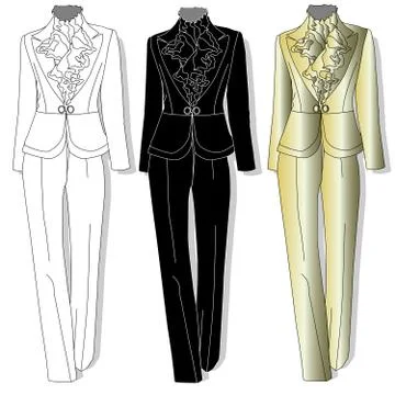 Female suit. Clothes collection. Vector. Stock Illustration