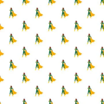 Female superhero character pattern on white background 스톡 일러스트