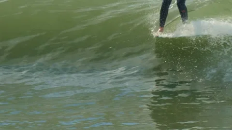 Female Surfer on a Longboard Stock Footage 292010166
