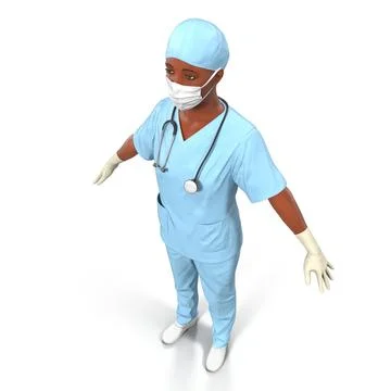 3D Model: Female Surgeon African American Rigged for Cinema 4D #91030323