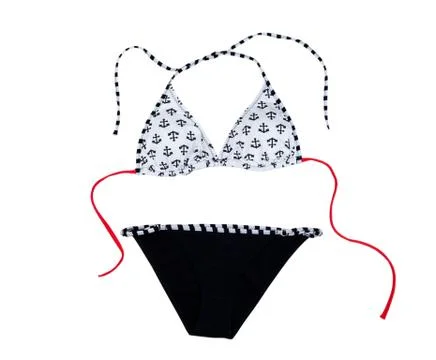 Female swimsuit split with the anchor pattern 스톡 사진