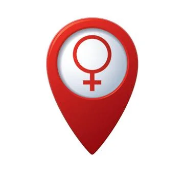 Female symbol map pointer red Stock Illustration