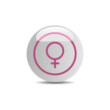 Female symbol on a white button. Vector illustration Stock Illustration