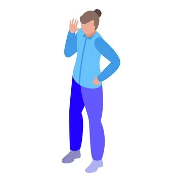 Female talk icon isometric vector. Friend guide expression 스톡 일러스트