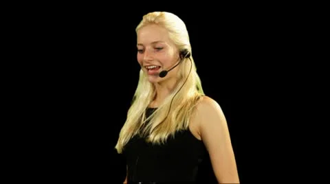 Female talking on headset 動画素材 8987885