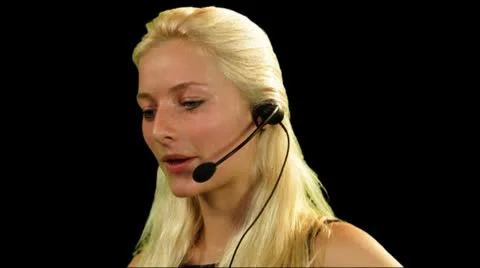 Female talking on headset 動画素材 8987897