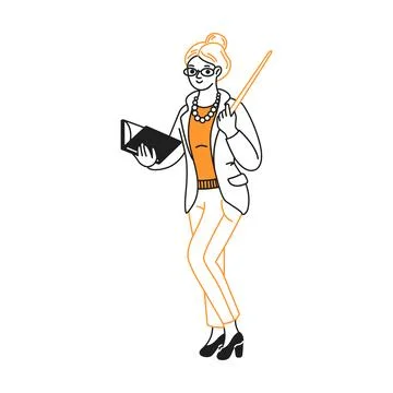 Female Teacher with Book and Pointer Stock Illustration