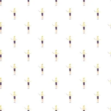 Female teacher character holding pointer presenting seamless pattern Stock Illustration