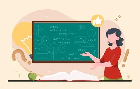 Female teacher explaining math concept. Vector illustration Stock Illustration