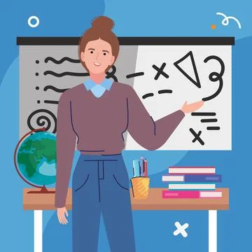 Female teacher in geometry class Stock Illustration