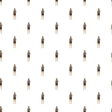 Female teacher instructing with pointer seamless pattern Stock Illustration