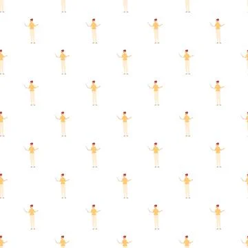 Female teacher instructing seamless pattern with pointing hand Stock Illustration
