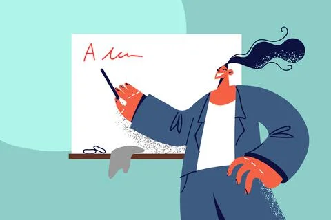 Female teacher at lesson in classroom Stock Illustration