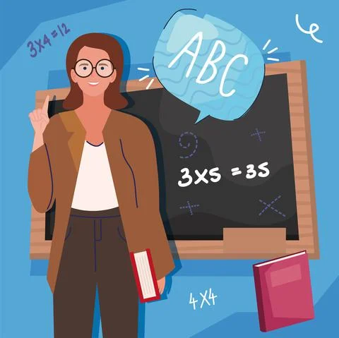 Female teacher in math class Stock Illustration