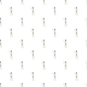 Female teacher or scientist pattern presenting information Stock Illustration