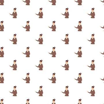Female teacher pointing seamless pattern background illustration Stock Illustration