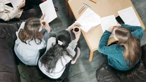 Female team group working together, brainstorming, planning meeting Stock Footage 147645735